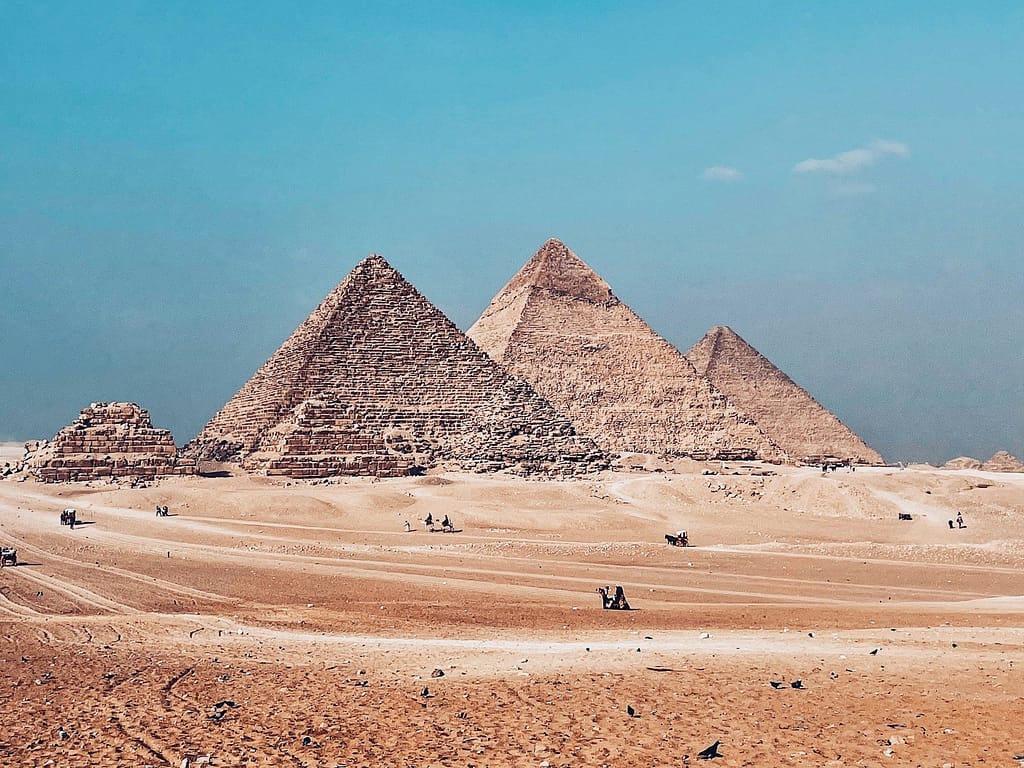 the pyramids of giza are in the desert